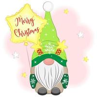 Christmas cute gnome with stars on his head illustration vector