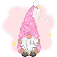 Christmas cute gnome with a Christmas tree ball vector illustration