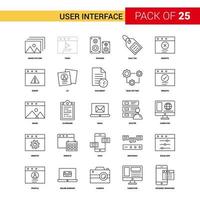 interfaz de usuario icono de línea negra 25 conjunto de iconos de esquema de negocios vector