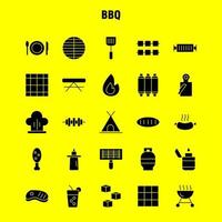 paquete de iconos de glifo sólido de barbacoa para diseñadores y desarrolladores iconos de barbacoa barbacoa comida salchicha vidrio bebida barbacoa limón vector