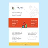 Template layout for Graph rising comany profile annual report presentations leaflet Brochure Vector Background