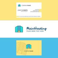 Beautiful Building Logo and business card vertical Design Vector