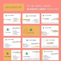 Set of 12 Christmas tree Creative Busienss Card Template Editable Creative logo and Visiting card background vector