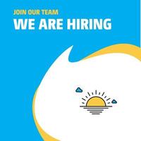 Join Our Team Busienss Company Sunset We Are Hiring Poster Callout Design Vector background