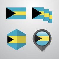 Bahamas flag design set vector