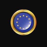 European Union flag Golden button vector