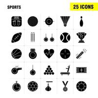 Sports Solid Glyph Icons Set For Infographics Mobile UXUI Kit And Print Design Include Weight Lifting Weight Sports Games Baseball Bat Sports Eps 10 Vector