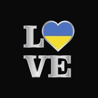 Love typography Ukraine flag design vector beautiful lettering