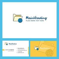 Shared folder Logo design with Tagline Front and Back Busienss Card Template Vector Creative Design