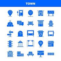 Town Solid Glyph Icons Set For Infographics Mobile UXUI Kit And Print Design Include Location Map Town Church House Town Park Playground Icon Set Vector