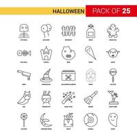 icono de línea negra de halloween 25 conjunto de iconos de esquema de negocios vector