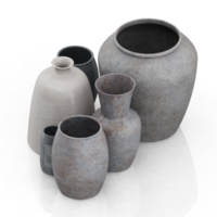Isometric Vases 3D render png
