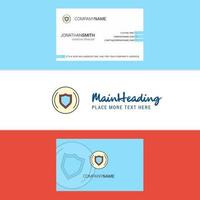 Beautiful Protected sheild Logo and business card vertical Design Vector