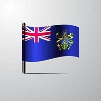 Pitcairn Islnand waving Shiny Flag design vector