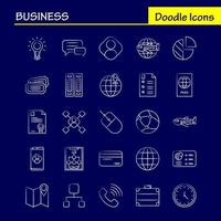 Business Hand Drawn Icons Set For Infographics Mobile UXUI Kit And Print Design Include Laptop Graph Graph Laptop Computer Dart Game Focus Eps 10 Vector