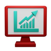 Computer and Chart 3D Icons, perfect to use as additional elements in your poster, banner and template designs png