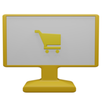 Computer and Shopping Cart 3d icons, perfect to use as additional elements in your templates, banners and poster designs png