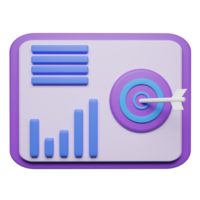 Target charts and documents 3d icon, perfect for use as an additional element in your poster, banner and template designs png