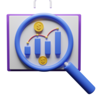 ícone 3d do mecanismo de pesquisa de dados e dinheiro, perfeito para uso como um elemento adicional em seus designs de pôster, banner e modelo png