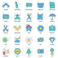 25 conjunto de iconos de color plano de mezcla de concepto de negocio vector