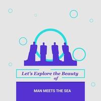 exploremos la belleza del hombre se encuentra con el mar jutlandia dinamarca hitos nacionales vector