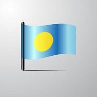 Palau waving Shiny Flag design vector