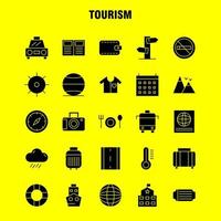 Tourism Solid Glyph Icon Pack For Designers And Developers Icons Of Temperature Thermometer Weather No Smoking Tourism Travel Smoking Vector