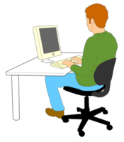 hombre escribiendo computadora png