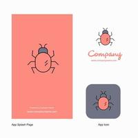 Bug Company Logo App Icon and Splash Page Design Creative Business App Design Elements vector