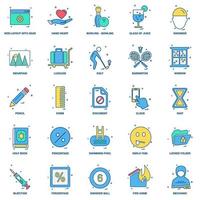 25 conjunto de iconos de color plano de mezcla de concepto de negocio vector