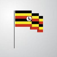 fondo creativo de la bandera que agita de uganda vector