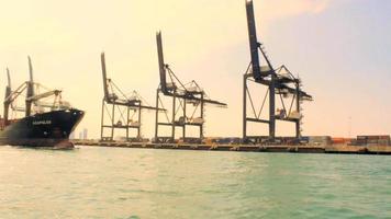 Shot of the Port of Miami with Miami skyline behin video