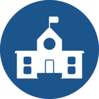 School icons design in blue circle. png