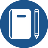 Notebook icons design in blue circle. png