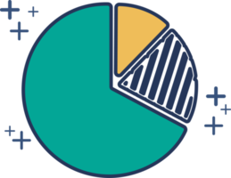 Diagramm-Kreis-Symbol-Illustration Glyph-Stil-Design mit Farbe und Pluszeichen. png