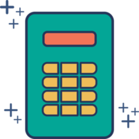 Calculator icon illustration glyph style design with color and plus sign. png