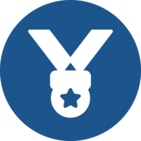 diseño de iconos de medalla de premio en círculo azul. png