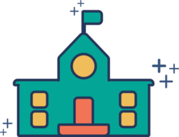 School icon illustration glyph style design with color and plus sign. png