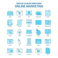 Online Marketing Blue Tone Icon Pack 25 Icon Sets vector