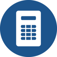 Calculator icons design in blue circle. png