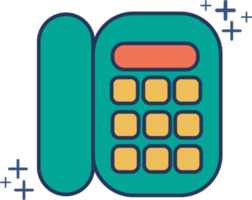 Telephone icon illustration glyph style design with color and plus sign. png