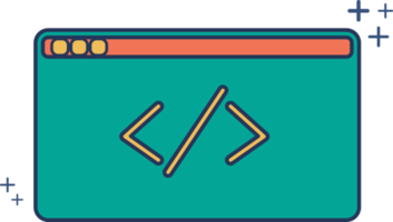 design de estilo de glifo de ilustração de ícone de programação com cor e sinal de adição. png