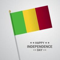 diseño tipográfico del día de la independencia de mali con vector de bandera