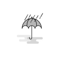 Raining and Umbrella Web Icon Flat Line Filled Gray Icon Vector