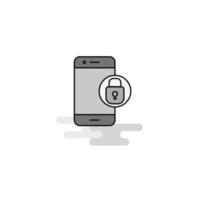 Protected smartphone Web Icon Flat Line Filled Gray Icon Vector