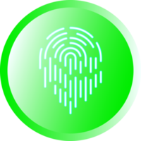 Drucktasten-Fingerscan-Identifikationssymbolelement für dekorative Website mit abstraktem Hintergrund png