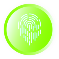 Drucktasten-Fingerscan-Identifikationssymbolelement für dekorative Website mit abstraktem Hintergrund png