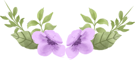 elegante arreglo floral de acuarela púrpura png