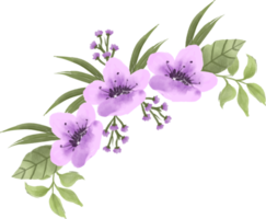 elegante arreglo floral de acuarela púrpura png