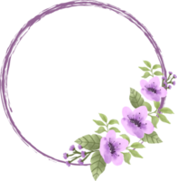 élégante décoration de guirlande de fleurs aquarelle violette png